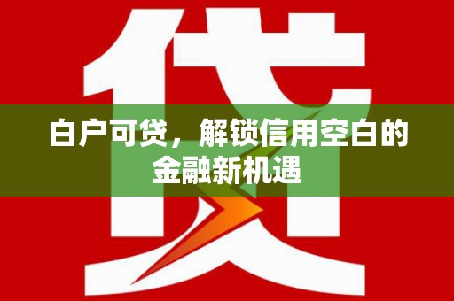 永德白户可贷，解锁信用空白的金融新机遇