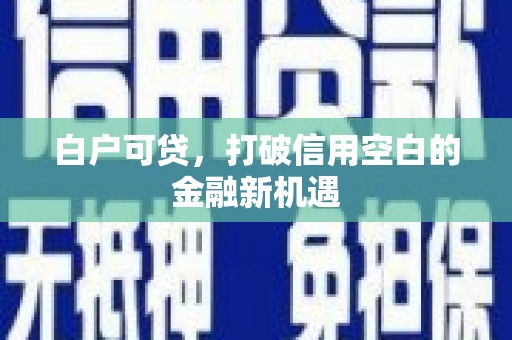 芦洲白户可贷，打破信用空白的金融新机遇