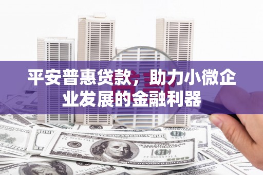 武进平安普惠贷款，助力小微企业发展的金融利器