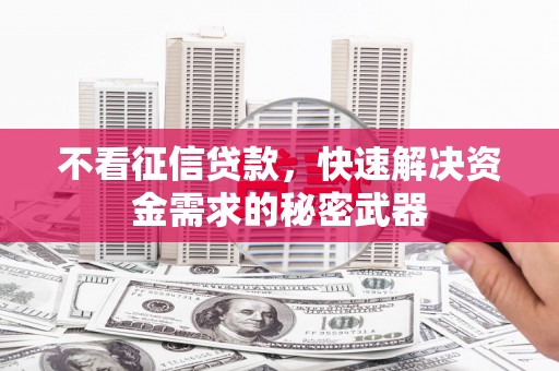 太白不看征信贷款，快速解决资金需求的秘密武器